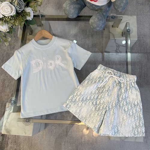 Dior Kids Graphic Tee & Jacquard Shorts Set