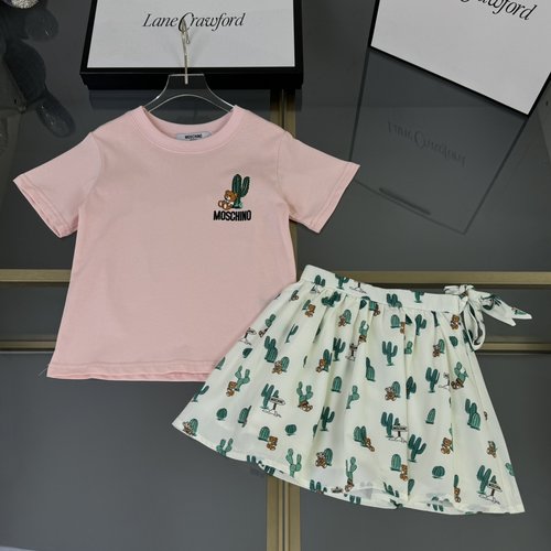 Moschino Girls Bear&Cactus Print Skirt Set (Ice Silk Cotton Double Layer)