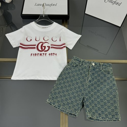 Gucci Kids Cotton Set: Logo Print & Retro Shorts