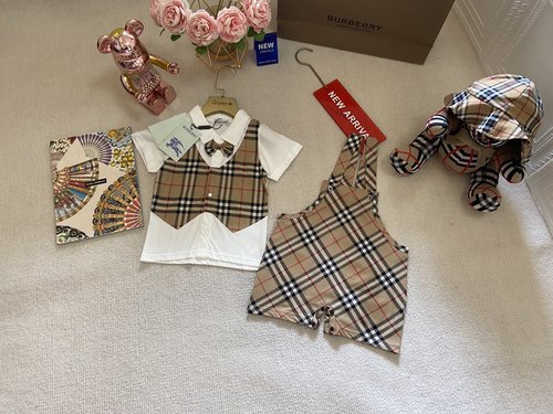 Burberry Unisex Baby High-End Cotton Romper Set