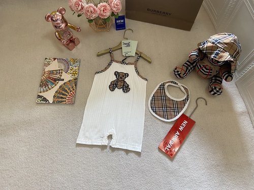 Burberry Unisex Premium Cotton Baby Onesie Set