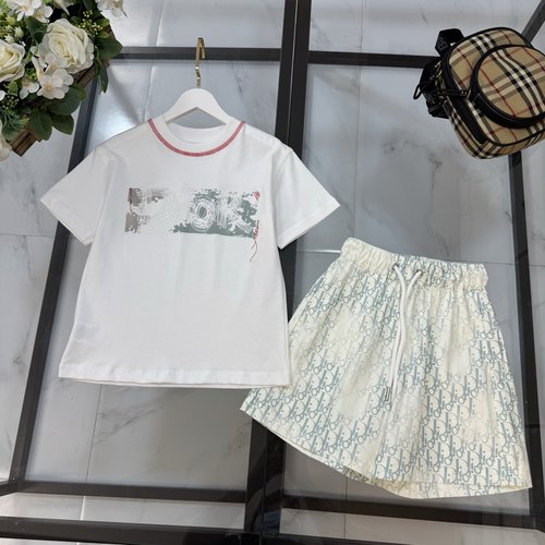 Dior Kids Premium Graphic Tee & Jacquard Shorts Set
