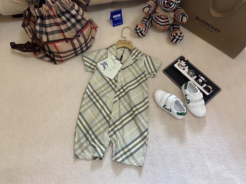 Burberry High-End Baby & Toddler Eco-Print Cotton Rompers 