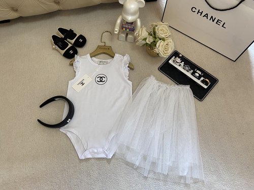 Chanel Girls Cotton Romper & Tulle Skirt Set