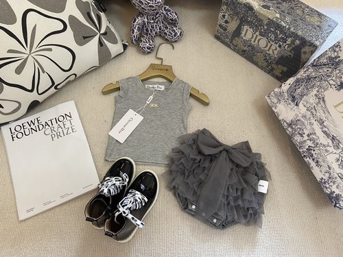 Dior Baby Girls 2-Piece Set: Tank Top + Mesh Bloomer