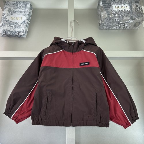 Miu Miu Kids Windbreaker Jacket Double Layer Outdoor Windproof Comfortable Stylish 