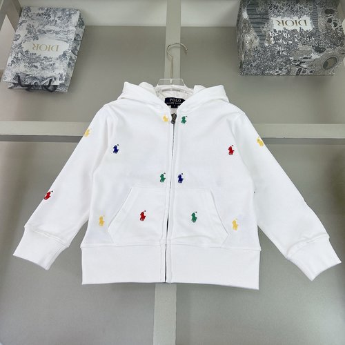 Polo Ralph Lauren Premium Unisex Kids Cotton Jacket with Ribbed Cuffs & 3D Embroidery