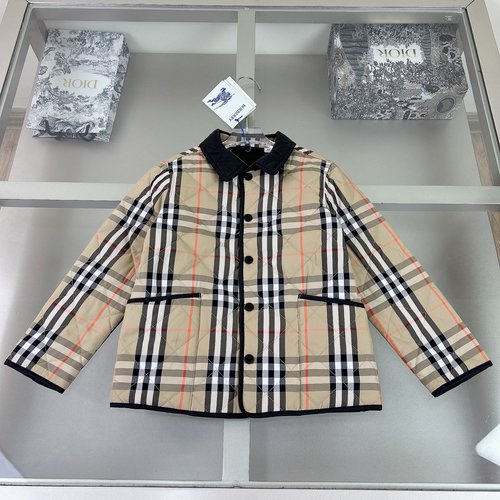 Burberry Unisex Kids Plaid Padded Coat Comfortable Stylish