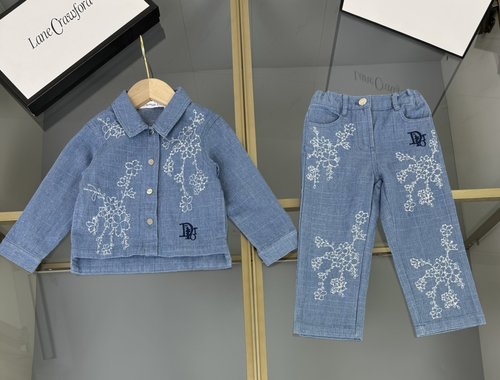 Dior High-End Kids Jacquard Denim Set (Long Sleeve & Pants)