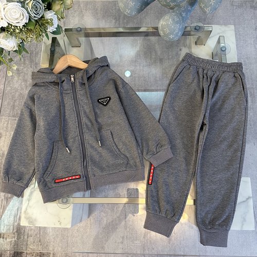 Prada Unisex Kids Premium Cotton Terry Set with Classic Logo Patch
