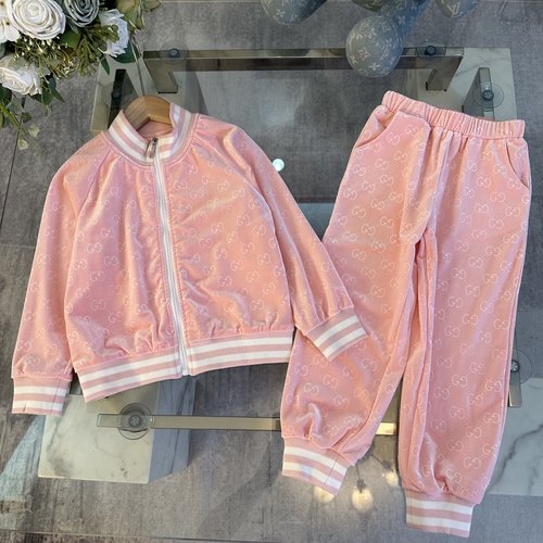 Gucci High-end Unisex Kids Velvet Set Soft Comfortable Stylish 