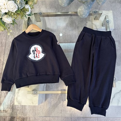 Moncler Unisex Kids Navy Blue Mosaic Logo Sweatshirt Set
