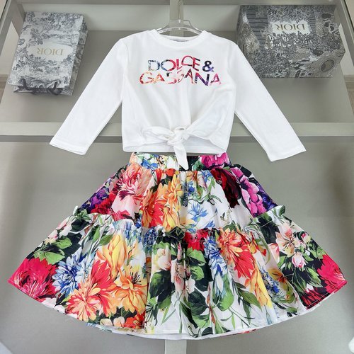 D & G Girls Skirt Set - Linen-like, Bright Digital Print, Cotton Lined 