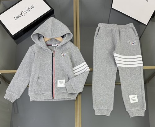 Thom Bn Kids Hooded Set Custom Piqué Cotton Striped Design