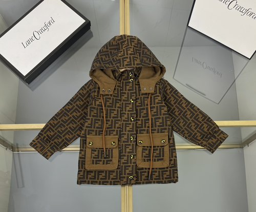 Fendi Kids Classic Retro All-Over Jacquard Denim Jacket