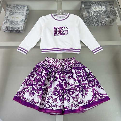 D & G Girls Premium Cotton Skirt Set with Embroidery & Bright Colors