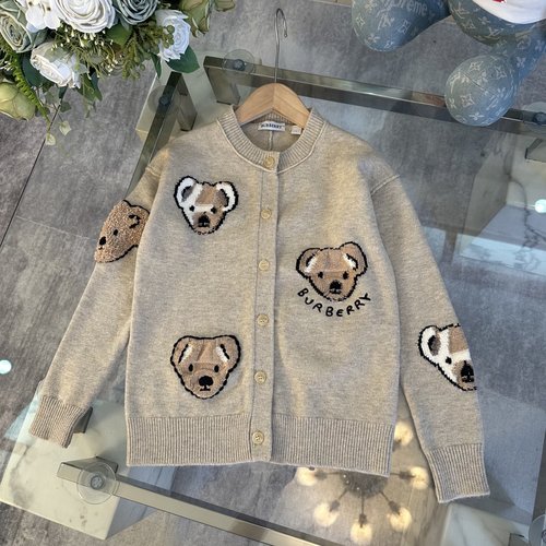 Burberry Kids Cartoon Knit Cardigan Sweater Coat