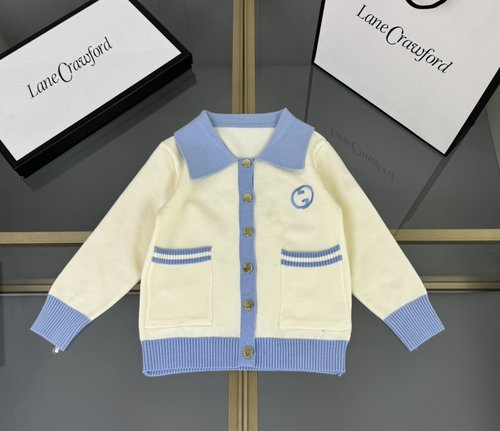 Gucci Kids Polo Collar Cardigan, Blended Fabric & Contrast Design