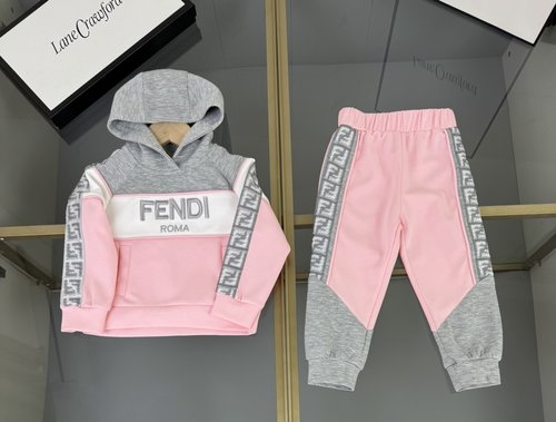 Fendi Kids Modal Cotton Outfit Set with Embroidery & Ribbon Trim