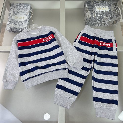 Gucci Kids Unisex Full-Print Cotton Fleece Tracksuit Set