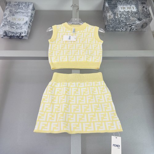 Fendi Girls Logo-Print Cotton Knit Skirt Set