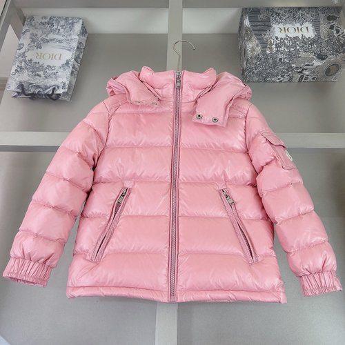 Moncler Kids Duck Down Jacket Detachable Hood Windproof Logo Pocket