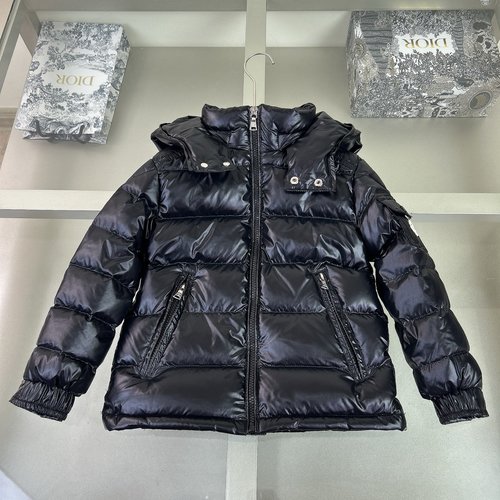 Moncler Premium Kids Duck Down Jacket, Removable Hood, Windproof, Logo Pocket Sleeve