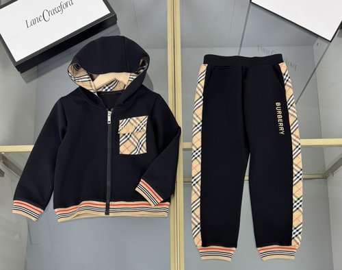 Burberry Kids Plaid Patchwork Cotton Set 