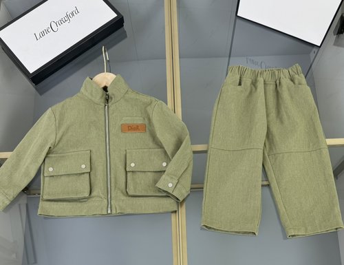 Dior Kids Cargo Denim Outfit (Long Sleeve + Straight Pants)