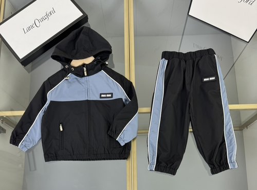 Miu Miu Kids Hooded Zip Sweatshirt & Elastic Waist Pants Set 