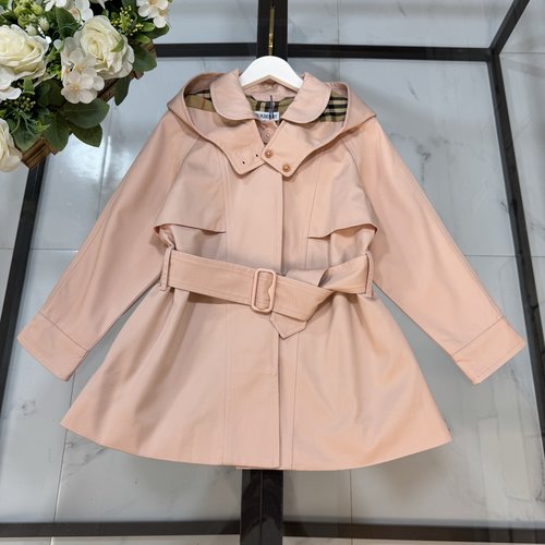 Burberry Girls Water-Resistant Trench Coat with Vintage Check Lining 