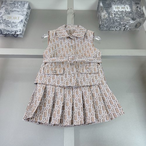 Dior Girls 100 Cotton Skirt Set with Letter Print 