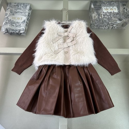 Dior Girls 3-Piece Skirt Set, Faux Fur, Comfortable & Stylish