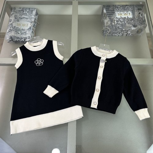 Chanel Girls High-End Knit Jacket & Sleeveless Dress Set