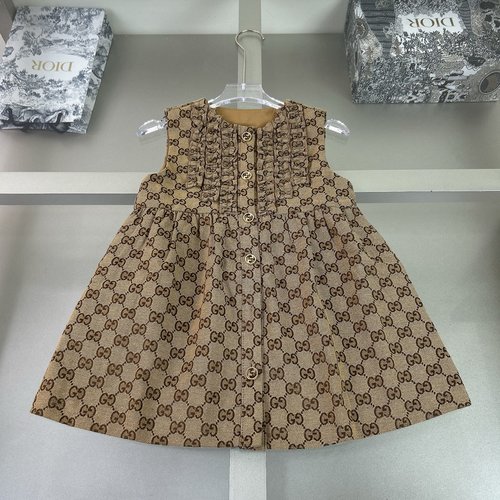 Gucci Girls Washed Printed Denim Comfy Dress 