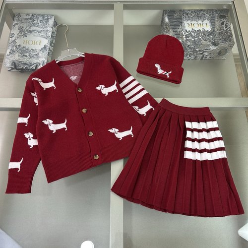 Thom Bn Girls 3-Piece Cashmere Blend Knit Set with Hat