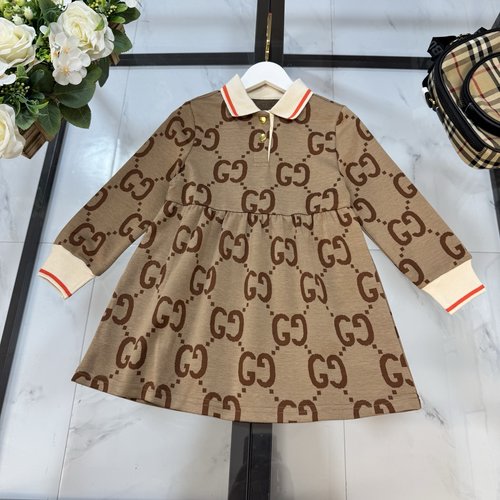 Gucci Girls Full Print Polo Dress Comfortable Stylish 