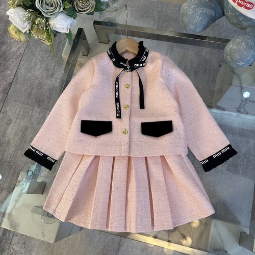Miu Miu Girls Elegant High-End Dress Set with 3D Design 