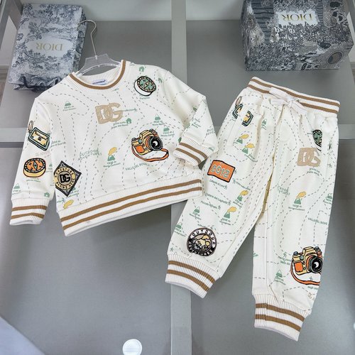 D & G High-End Unisex Kids Set 100 Cotton Classic Pattern Eco-Friendly Print