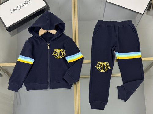 Dior Kids Premium Cotton Tracksuit Set with Embroidery & Webbing