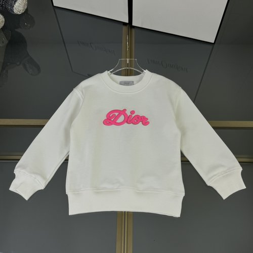 Dior Kids Unisex Sweatshirt, Cotton Terry, Embroidered Letter, Comfortable Stylish