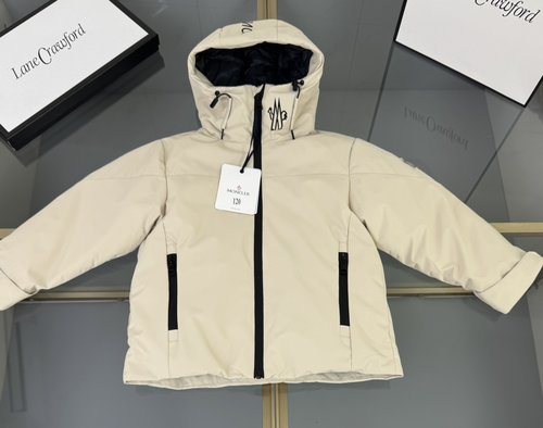 Moncler High-End Kids Hooded 90 White Duck Down Jacket