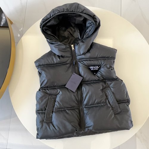 Prada Unisex Kids Brown Padded Vest Jacket Comfortable Stylish 