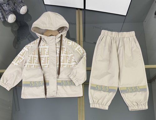 Fendi Kids Hooded Zip Sweatshirt & Elastic Waist Pants Set