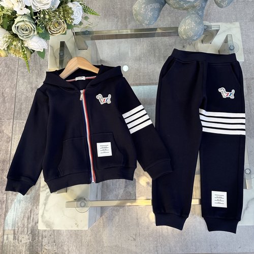 Thom Bn Boys Girls Hooded Set Custom Cotton Striped