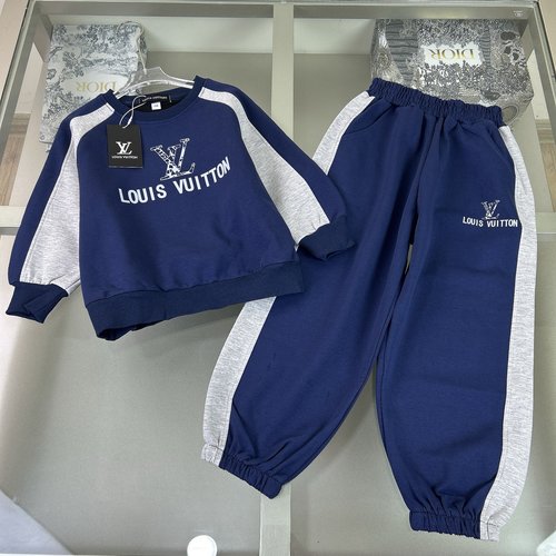 LV Unisex Kids Set Velvet Flocked Foam Print Cotton 