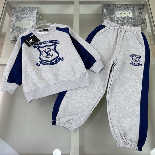 LV Premium Kids 2-Piece Set - Flocked Print, 100 Cotton, Comfortable & Stylish