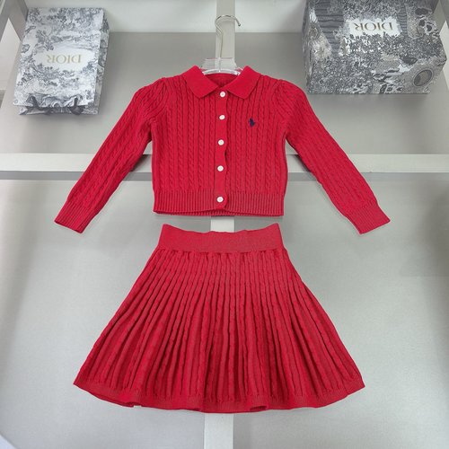 Polo Ralph Lauren Girls Thick Knit Cashmere Blend Two-Piece Skirt Set 