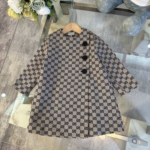 Gucci Girls Jacquard Coat - High-End Comfortable Kids Outerwear 
