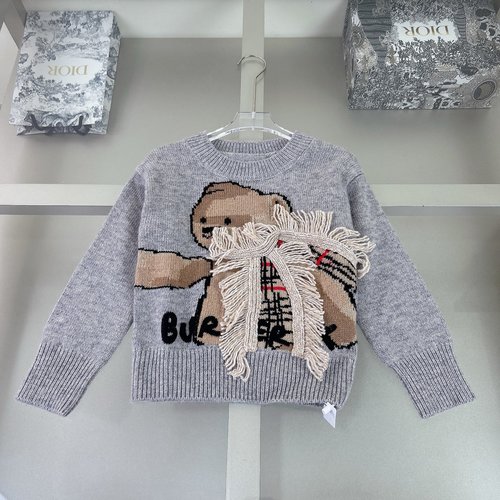 Burberry Kids Bear Crewneck Sweater Wool Blend